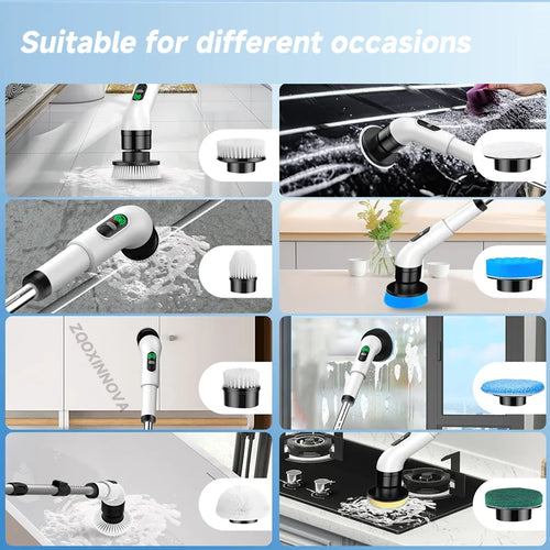 Electric Cleaning Brush – Powerful 360° Scrubber with 5 Interchangeable Heads