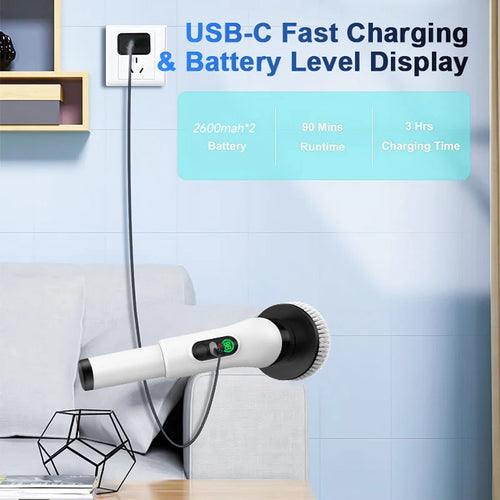 Electric Cleaning Brush – Powerful 360° Scrubber with 5 Interchangeable Heads