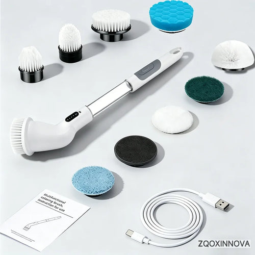 Electric Cleaning Brush – Powerful 360° Scrubber with 5 Interchangeable Heads