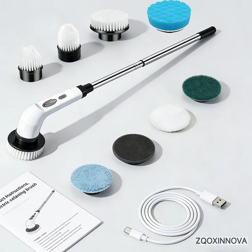 Electric Cleaning Brush – Powerful 360° Scrubber with 5 Interchangeable Heads